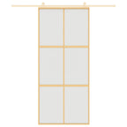 Porta Scorrevole Dorata 90x205 cm Vetro Smerigliato ESG Alluminio