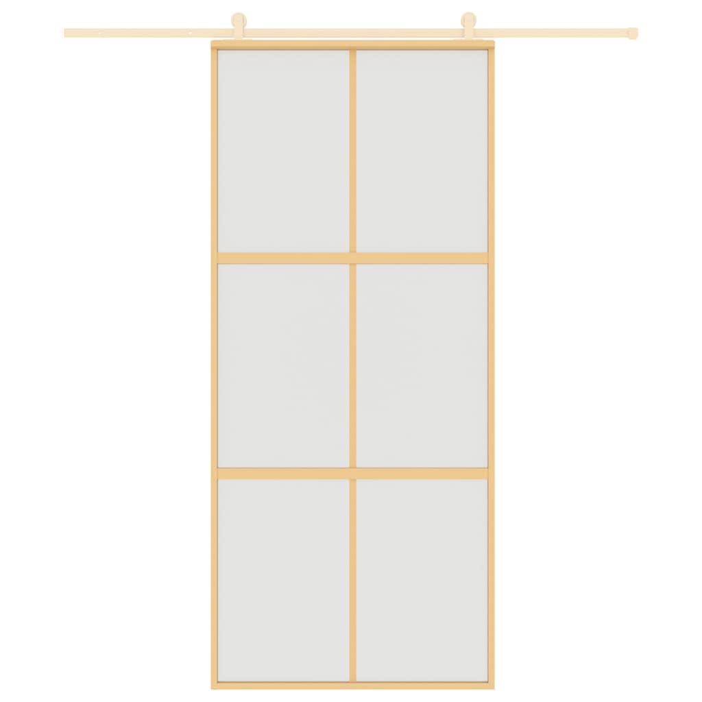Porta Scorrevole Dorata 90x205 cm Vetro Smerigliato ESG Alluminio