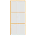 Porta Scorrevole Dorata 90x205 cm Vetro Smerigliato ESG Alluminio