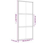 Porta Scorrevole Dorata 90x205 cm Vetro Smerigliato ESG Alluminio
