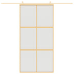 Porta Scorrevole Oro 102,5x205 cm Vetro Smerigliato ESG Alluminio