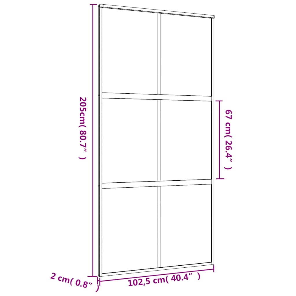 Porta Scorrevole Oro 102,5x205 cm Vetro Smerigliato ESG Alluminio