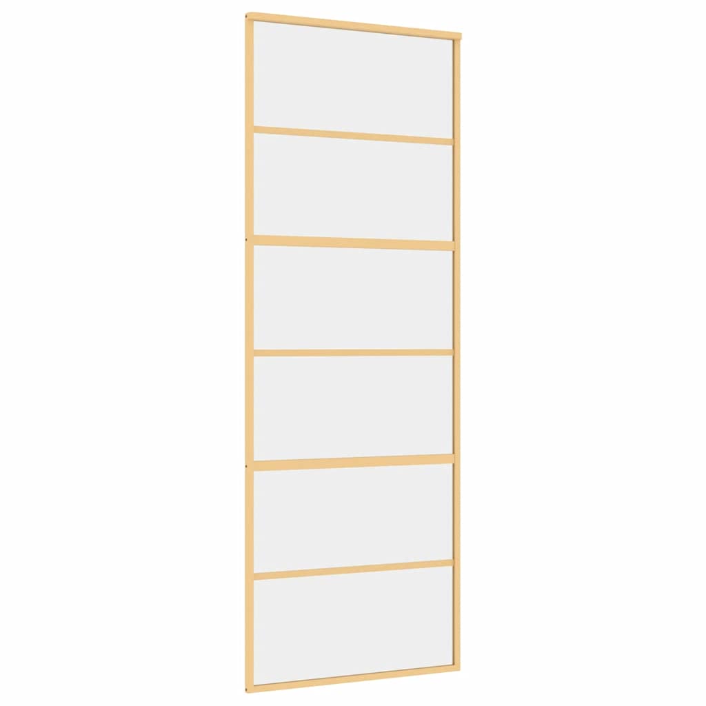 Porta Scorrevole Dorata 76x205 cm Vetro Trasparente ESG Alluminio