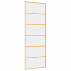 Porta Scorrevole Dorata 76x205 cm Vetro Trasparente ESG Alluminio