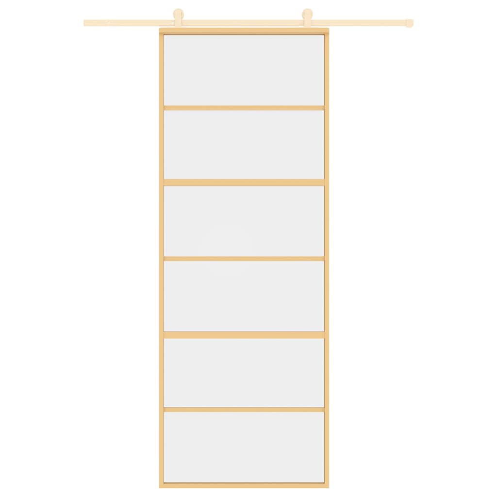 Porta Scorrevole Dorata 76x205 cm Vetro Trasparente ESG Alluminio