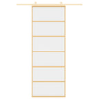 Porta Scorrevole Dorata 76x205 cm Vetro Trasparente ESG Alluminio