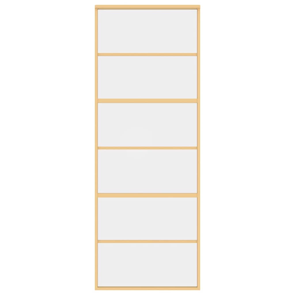 Porta Scorrevole Dorata 76x205 cm Vetro Trasparente ESG Alluminio
