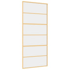 Porta Scorrevole Dorata 90x205 cm Vetro Trasparente ESG Alluminio