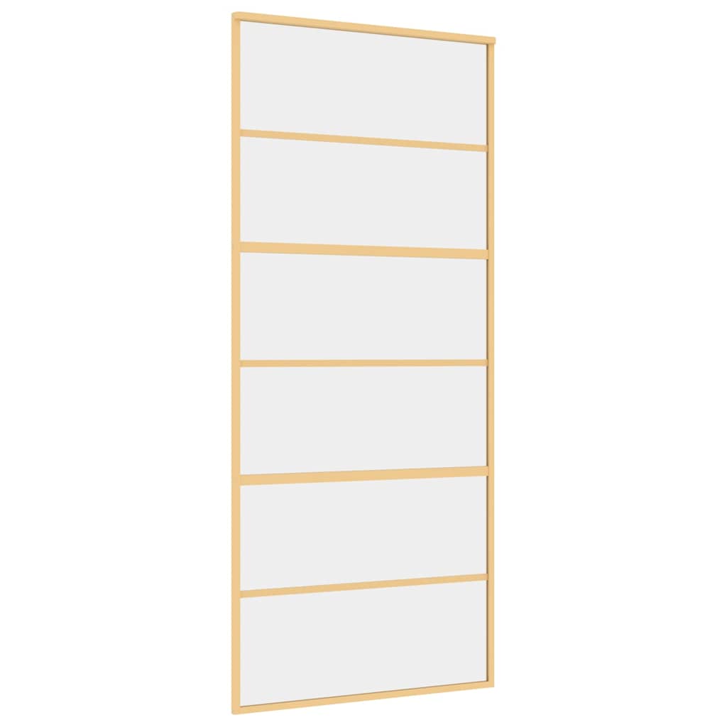 Porta Scorrevole Dorata 90x205 cm Vetro Trasparente ESG Alluminio