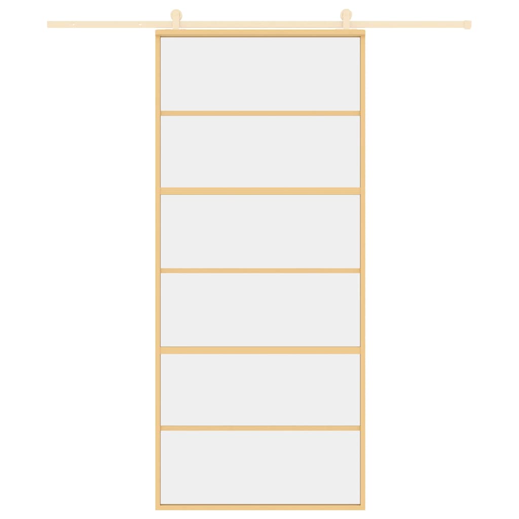 Porta Scorrevole Dorata 90x205 cm Vetro Trasparente ESG Alluminio