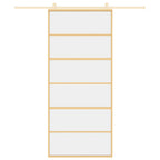 Porta Scorrevole Dorata 90x205 cm Vetro Trasparente ESG Alluminio