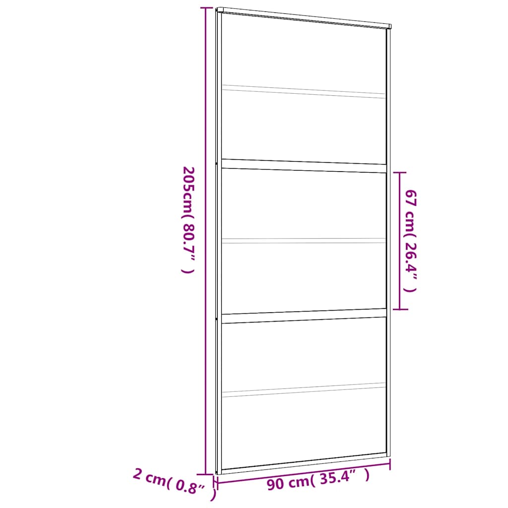 Porta Scorrevole Dorata 90x205 cm Vetro Trasparente ESG Alluminio