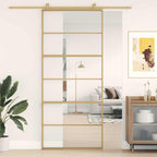 Porta Scorrevole Dorata 90x205 cm Vetro Trasparente ESG Alluminio