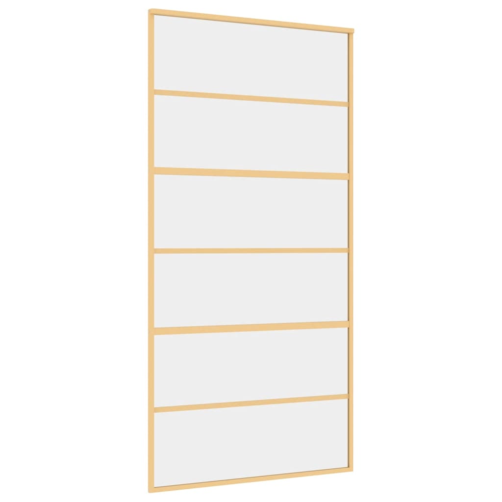 Porta Scorrevole Oro 102,5x205 cm Vetro Trasparente ESG Alluminio