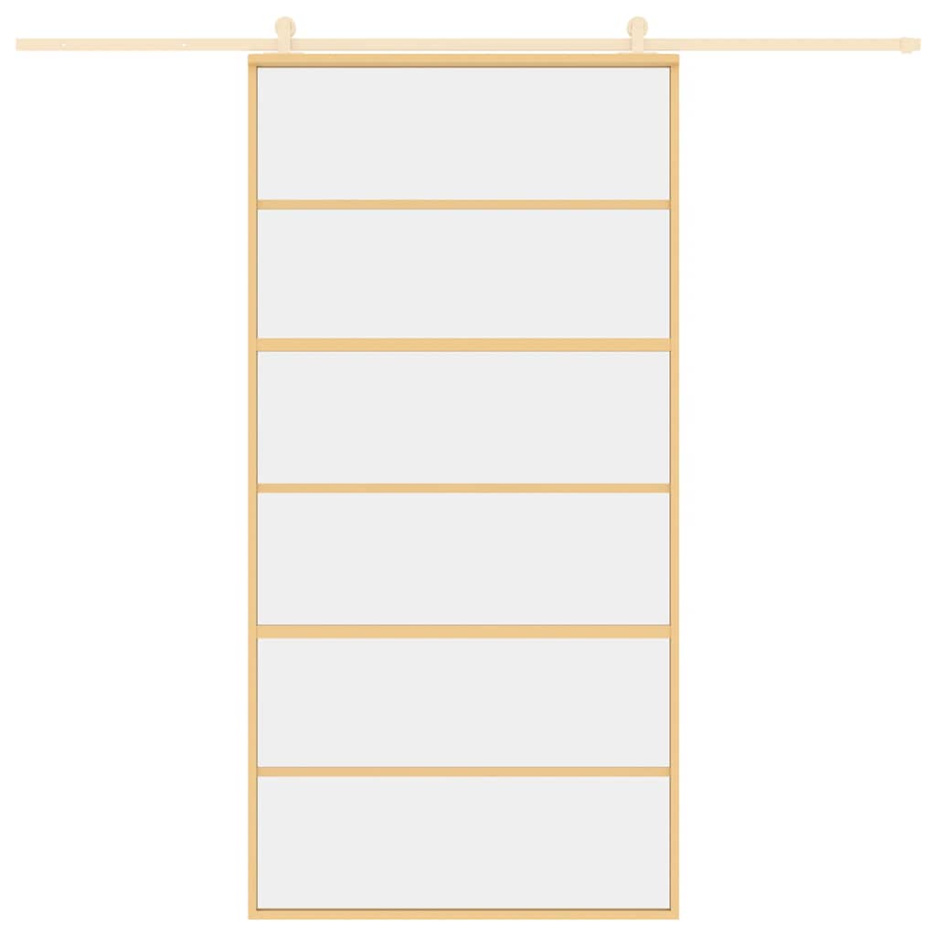Porta Scorrevole Oro 102,5x205 cm Vetro Trasparente ESG Alluminio