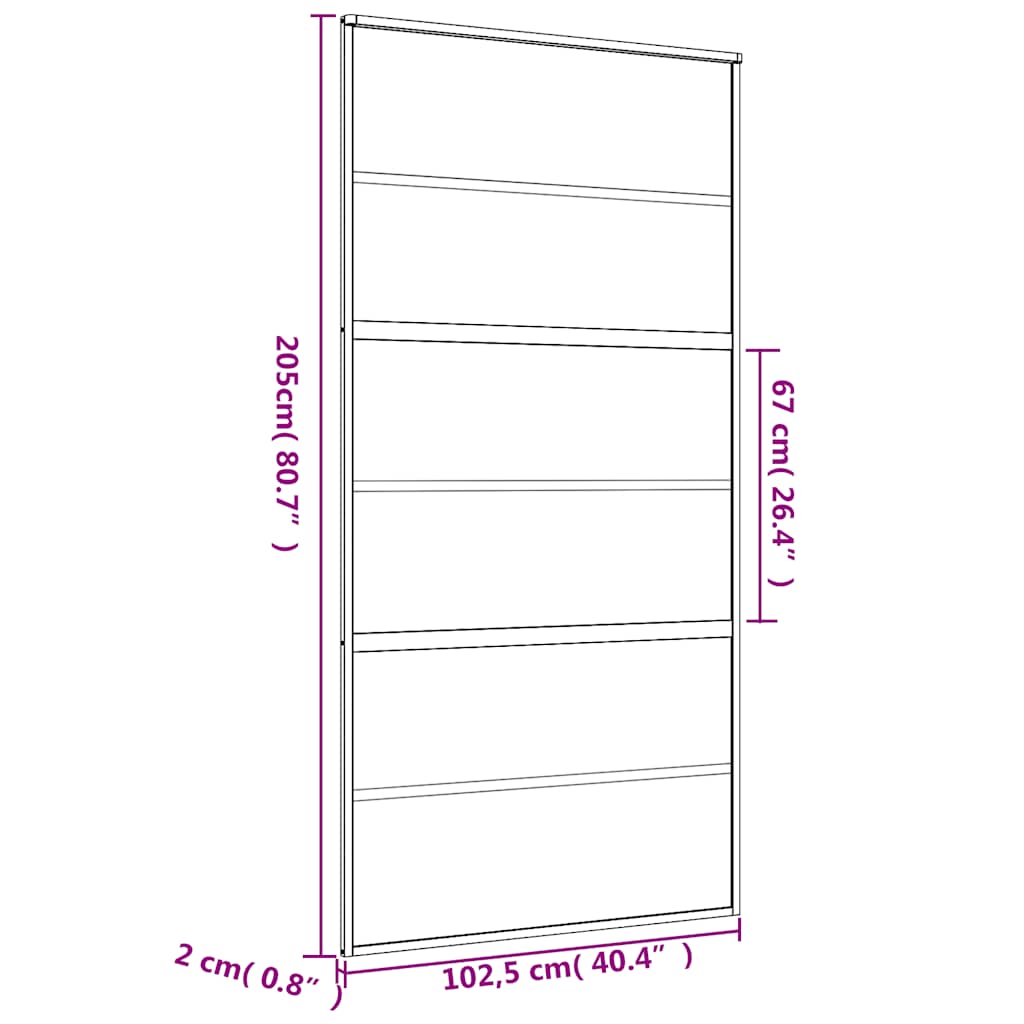 Porta Scorrevole Oro 102,5x205 cm Vetro Trasparente ESG Alluminio