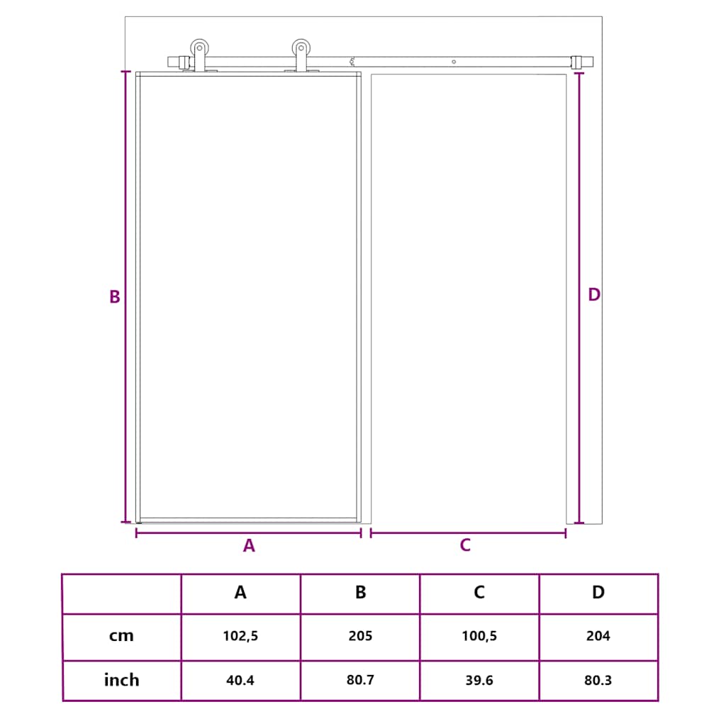 Porta Scorrevole Oro 102,5x205 cm Vetro Trasparente ESG Alluminio