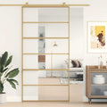 Porta Scorrevole Oro 102,5x205 cm Vetro Trasparente ESG Alluminio