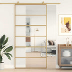 Porta Scorrevole Oro 102,5x205 cm Vetro Trasparente ESG Alluminio