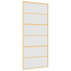 Porta Scorrevole Dorata 90x205 cm Vetro Smerigliato ESG Alluminio
