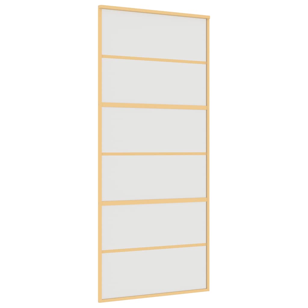 Porta Scorrevole Dorata 90x205 cm Vetro Smerigliato ESG Alluminio