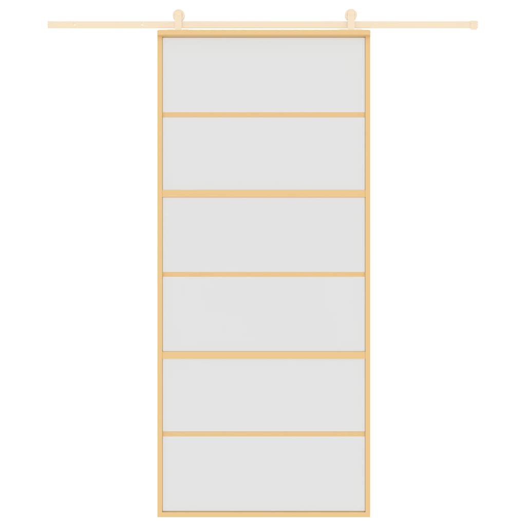 Porta Scorrevole Dorata 90x205 cm Vetro Smerigliato ESG Alluminio