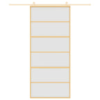 Porta Scorrevole Dorata 90x205 cm Vetro Smerigliato ESG Alluminio