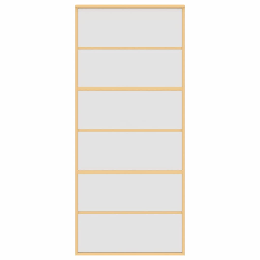 Porta Scorrevole Dorata 90x205 cm Vetro Smerigliato ESG Alluminio