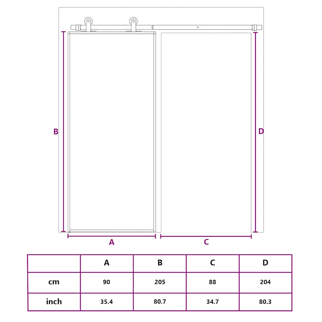 Porta Scorrevole Dorata 90x205 cm Vetro Smerigliato ESG Alluminio