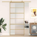 Porta Scorrevole Dorata 90x205 cm Vetro Smerigliato ESG Alluminio