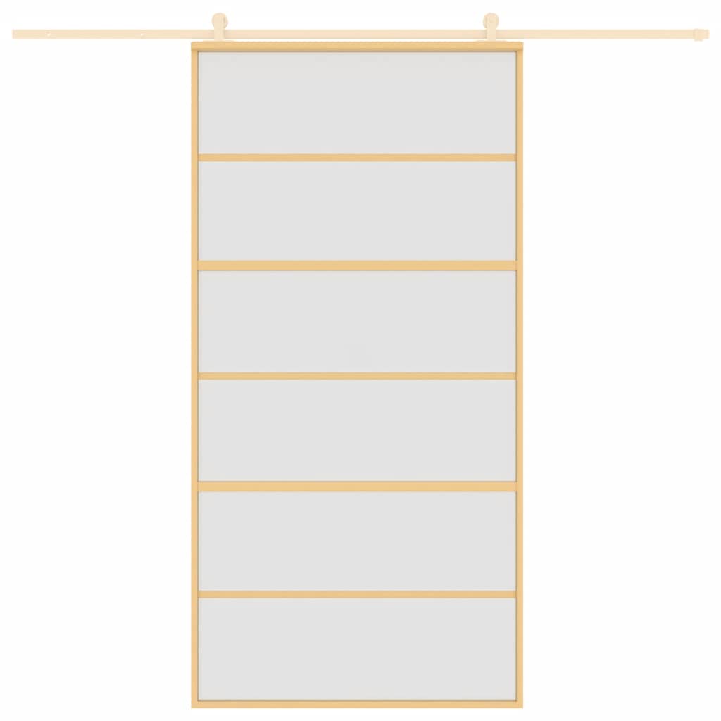 Porta Scorrevole Oro 102,5x205 cm Vetro Smerigliato ESG Alluminio