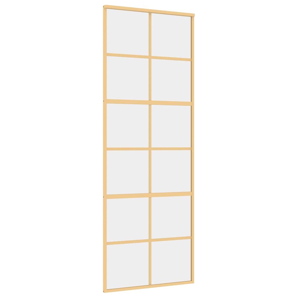 Porta Scorrevole Dorata 76x205 cm Vetro Trasparente ESG Alluminio
