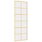 Porta Scorrevole Dorata 76x205 cm Vetro Trasparente ESG Alluminio