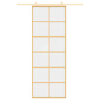 Porta Scorrevole Dorata 76x205 cm Vetro Trasparente ESG Alluminio