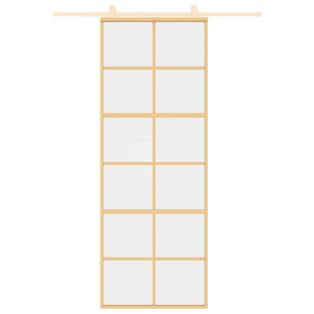 Porta Scorrevole Dorata 76x205 cm Vetro Trasparente ESG Alluminio