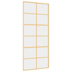 Porta Scorrevole Dorata 90x205 cm Vetro Trasparente ESG Alluminio