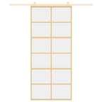 Porta Scorrevole Dorata 90x205 cm Vetro Trasparente ESG Alluminio