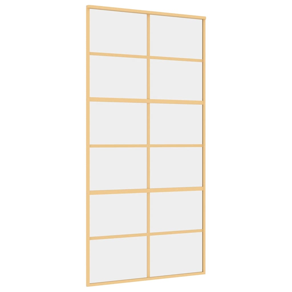 Porta Scorrevole Oro 102,5x205 cm Vetro Trasparente ESG Alluminio