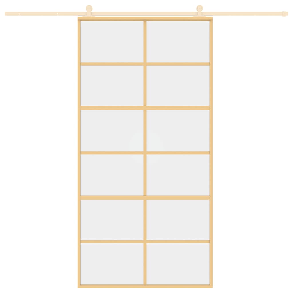 Porta Scorrevole Oro 102,5x205 cm Vetro Trasparente ESG Alluminio