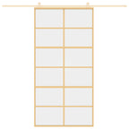 Porta Scorrevole Oro 102,5x205 cm Vetro Trasparente ESG Alluminio