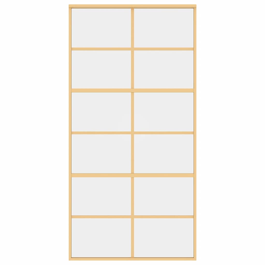 Porta Scorrevole Oro 102,5x205 cm Vetro Trasparente ESG Alluminio