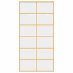 Porta Scorrevole Oro 102,5x205 cm Vetro Trasparente ESG Alluminio