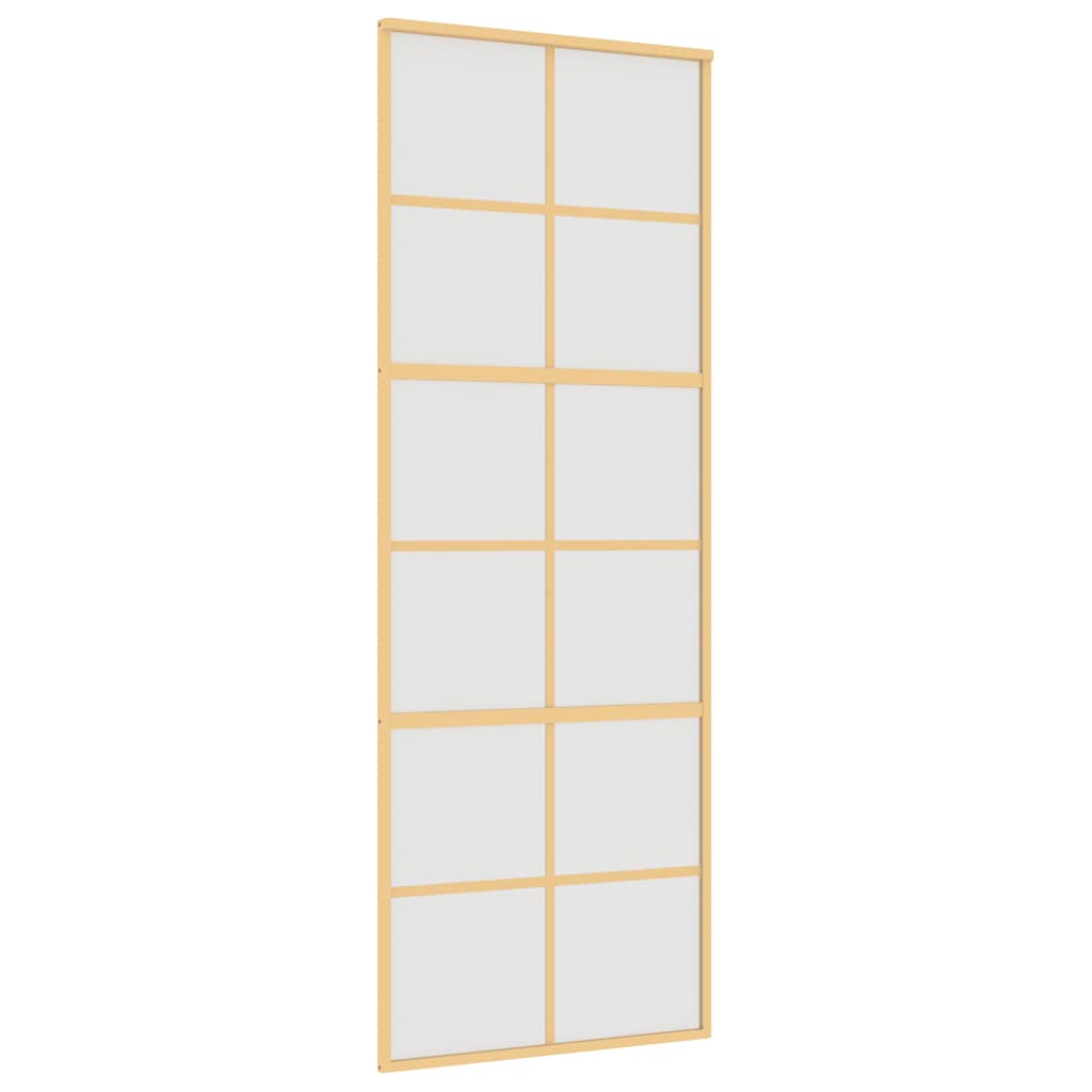 Porta Scorrevole Dorata 76x205 cm Vetro Smerigliato ESG Alluminio