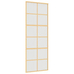 Porta Scorrevole Dorata 76x205 cm Vetro Smerigliato ESG Alluminio