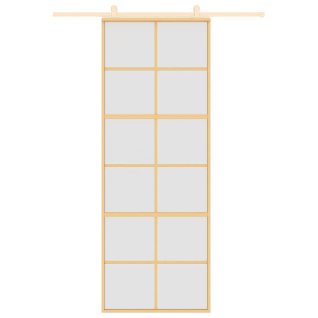Porta Scorrevole Dorata 76x205 cm Vetro Smerigliato ESG Alluminio