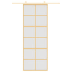 Porta Scorrevole Dorata 76x205 cm Vetro Smerigliato ESG Alluminio