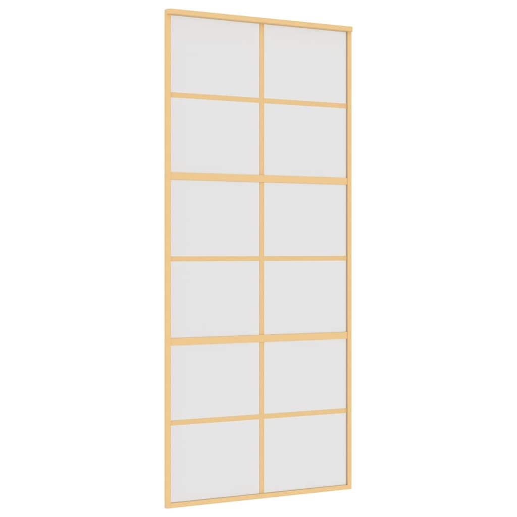 Porta Scorrevole Dorata 90x205 cm Vetro Smerigliato ESG Alluminio