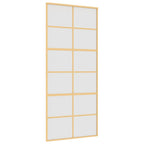 Porta Scorrevole Dorata 90x205 cm Vetro Smerigliato ESG Alluminio