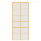Porta Scorrevole Dorata 90x205 cm Vetro Smerigliato ESG Alluminio