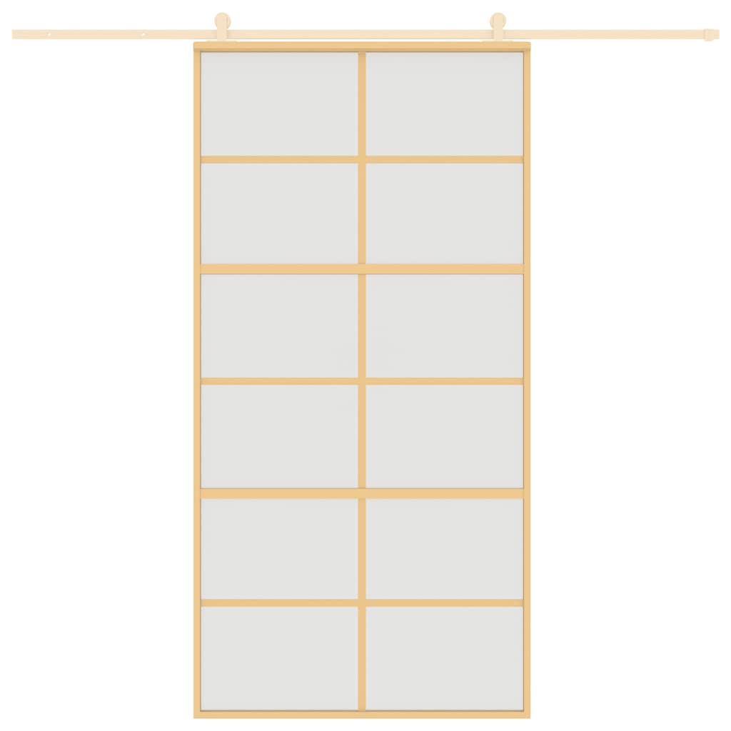 Porta Scorrevole Oro 102,5x205 cm Vetro Smerigliato ESG Alluminio